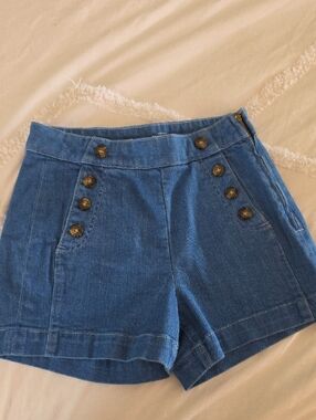 Old Navy Blue High-Waist Button-Front Denim Shorts